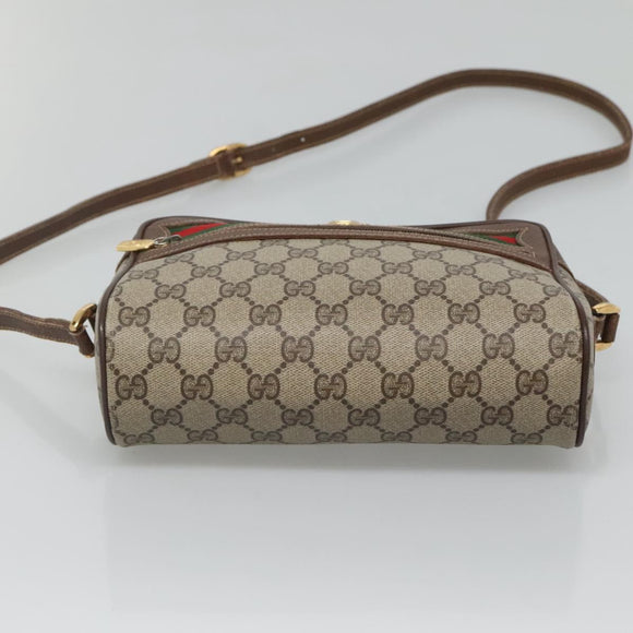 GUCCI GG Supreme Web Sherry Line Bag PVC Beige Gold 56 02 087 Auth ar13365