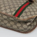 GUCCI GG Supreme Web Sherry Line Hand Bag PVC Beige Gold Auth ar13384-9