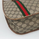 GUCCI GG Supreme Web Sherry Line Hand Bag PVC Beige Gold Auth ar13384-14