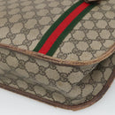 GUCCI GG Supreme Web Sherry Line Hand Bag PVC Beige Gold Auth ar13384-15