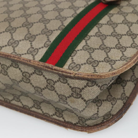 GUCCI GG Supreme Web Sherry Line Hand Bag PVC Beige Gold Auth ar13384