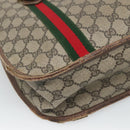 GUCCI GG Supreme Web Sherry Line Hand Bag PVC Beige Gold Auth ar13384-16