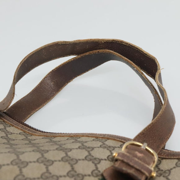 GUCCI GG Supreme Web Sherry Line Handtas PVC Beige Goud Auth ar13384