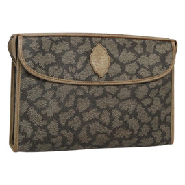 SAINT LAURENT Clutch Bag PVC Beige Auth ar13391