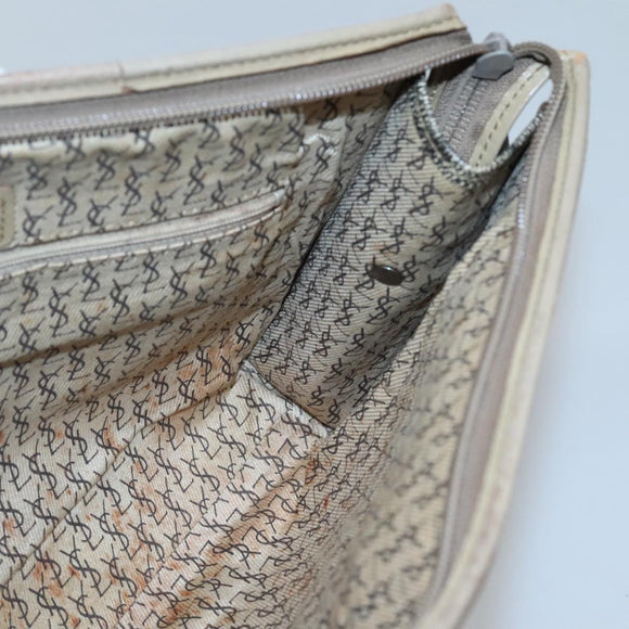 SAINT LAURENT Clutch Bag PVC Beige Auth ar13391
