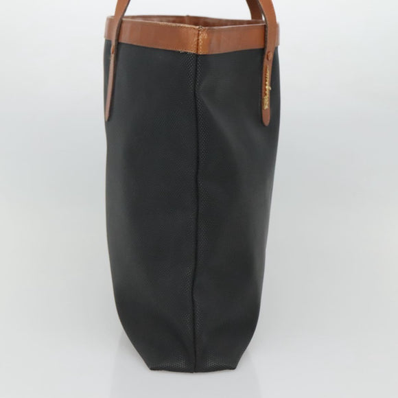 Salvatore Ferragamo Tote Bag PVC Leather Black Gold Auth ar13392
