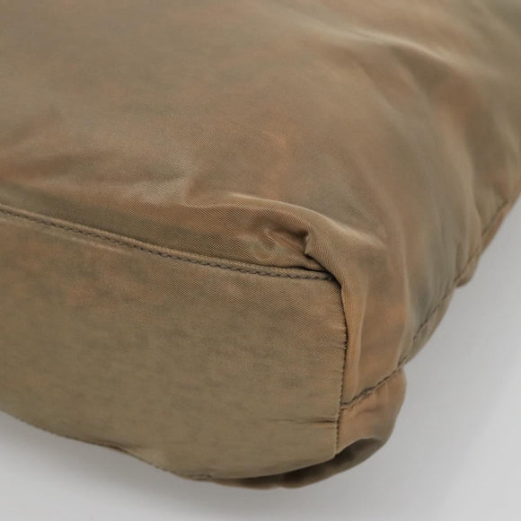 PRADA Tote Bag Nylon Beige Silver Auth ar13394