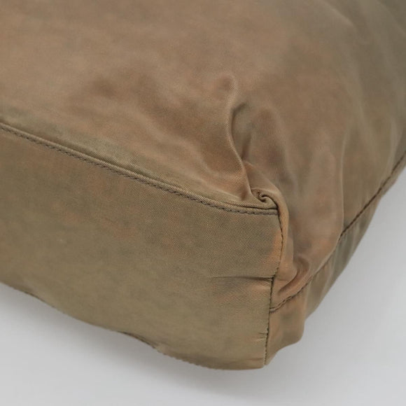 PRADA Tote Bag Nylon Beige Silver Auth ar13394