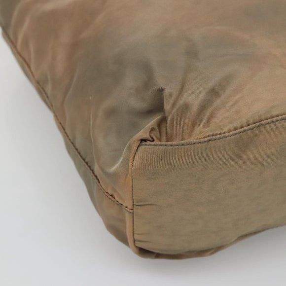 PRADA Tote Bag Nylon Beige Silver Auth ar13394