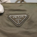 PRADA Tote Bag Nylon Beige Silver Auth ar13394-18