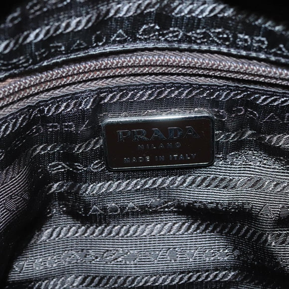 PRADA Tote Bag Nylon Beige Silver Auth ar13394