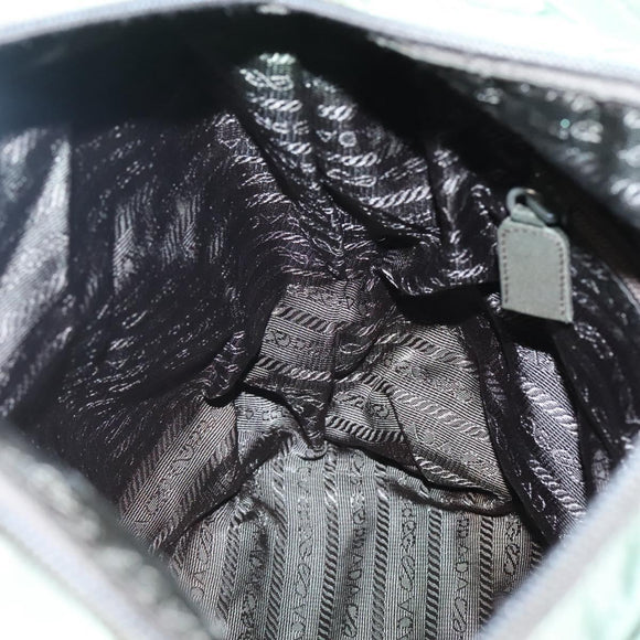 PRADA Tote Bag Nylon Beige Silver Auth ar13394