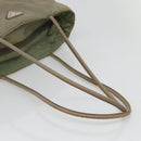 PRADA Tote Bag Nylon Beige Silver Auth ar13394-7