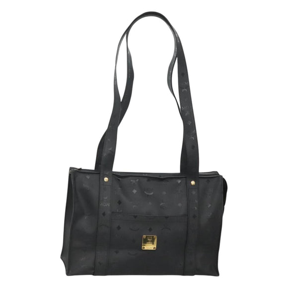 MCM Vicetos Logogram Shoulder Bag PVC Black Auth ar13398