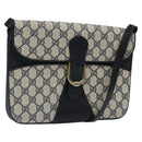 GUCCI GG Supreme Shoulder Bag PVC Navy Gold Auth ar13402-1