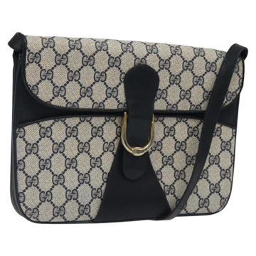 GUCCI GG Supreme Shoulder Bag PVC Navy Gold Auth ar13402