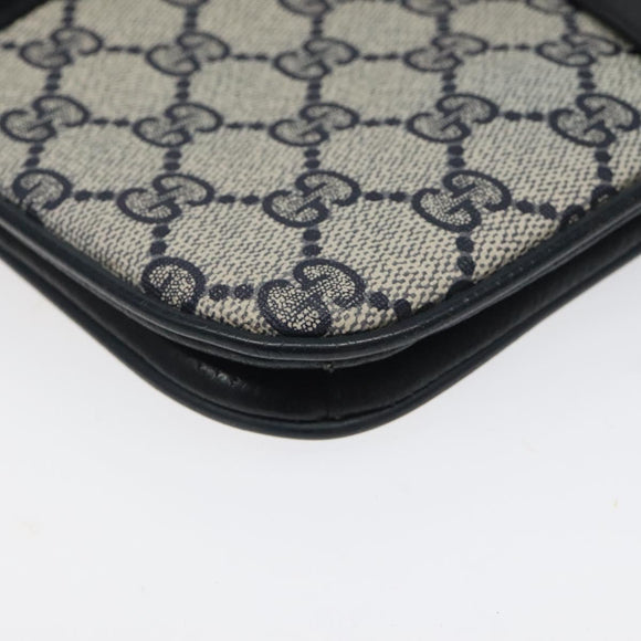 GUCCI GG Supreme Shoulder Bag PVC Navy Gold Auth ar13402