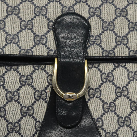 GUCCI GG Supreme Shoulder Bag PVC Navy Gold Auth ar13402