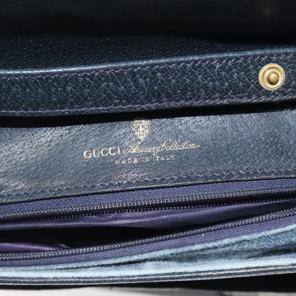 GUCCI GG Supreme Shoulder Bag PVC Navy Gold Auth ar13402