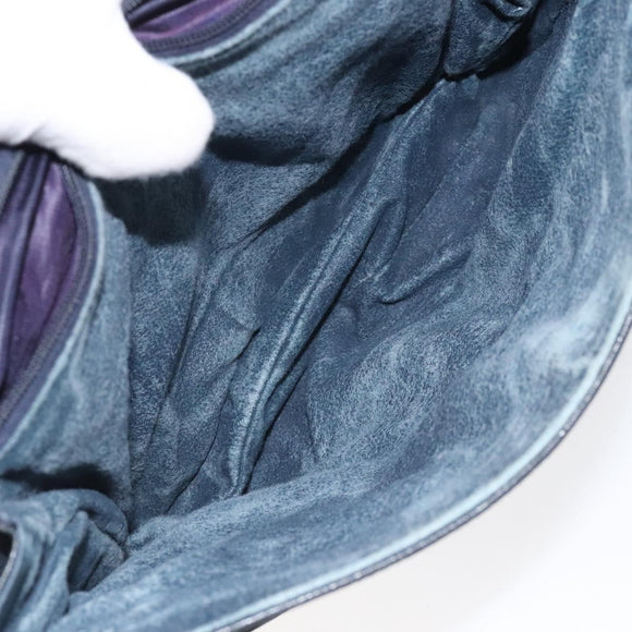 GUCCI GG Supreme Shoulder Bag PVC Navy Gold Auth ar13402