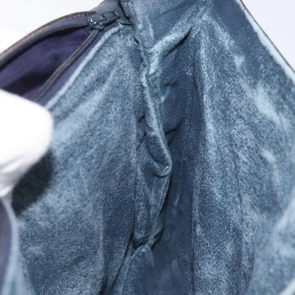 GUCCI GG Supreme Shoulder Bag PVC Navy Gold Auth ar13402