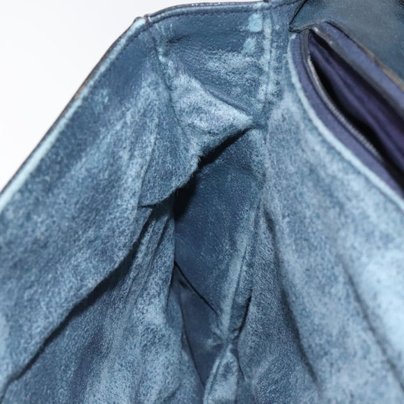 GUCCI GG Supreme Shoulder Bag PVC Navy Gold Auth ar13402