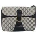 GUCCI GG Supreme Shoulder Bag PVC Navy Gold Auth ar13402-2