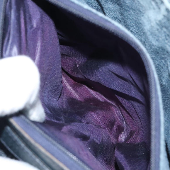 GUCCI GG Supreme Shoulder Bag PVC Navy Gold Auth ar13402