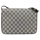 GUCCI GG Supreme Shoulder Bag PVC Navy Gold Auth ar13402-3