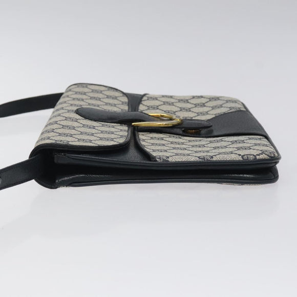 GUCCI GG Supreme Shoulder Bag PVC Navy Gold Auth ar13402