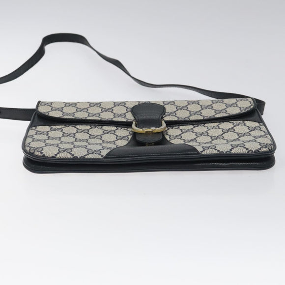 GUCCI GG Supreme Shoulder Bag PVC Navy Gold Auth ar13402