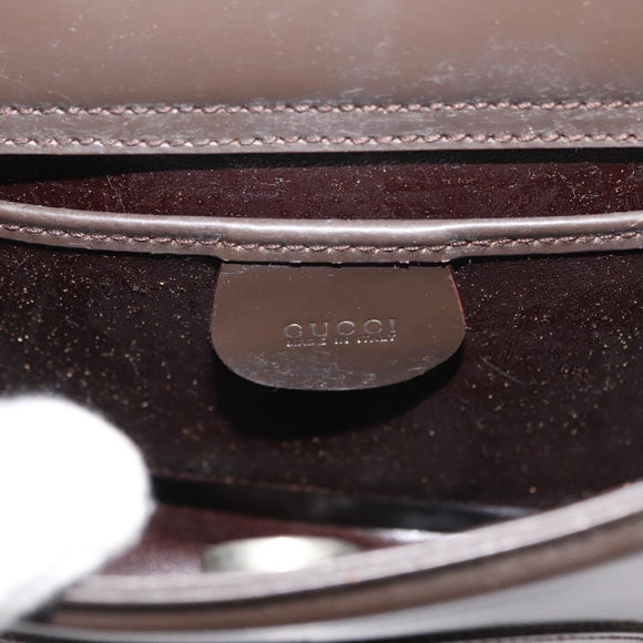 GUCCI Hand Bag Patent leather Brown Auth ar13416