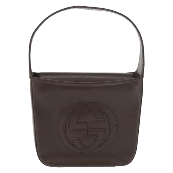 GUCCI Hand Bag Patent leather Brown Auth ar13416