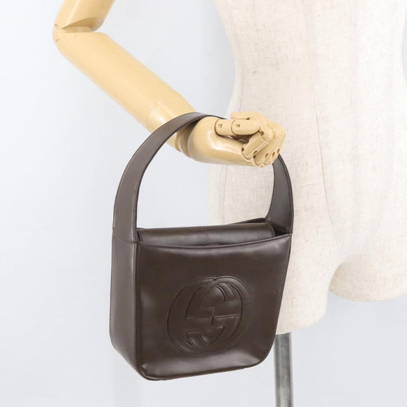 GUCCI Hand Bag Patent leather Brown Auth ar13416
