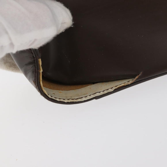 GUCCI Hand Bag Patent leather Brown Auth ar13416