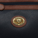 Burberrys Clutch Bag PVC Leather Navy Gold Auth ar13433-17