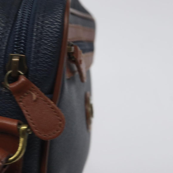 Burberrys Clutch Bag PVC Leather Navy Gold Auth ar13433