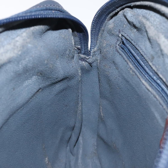 Burberrys Clutch Bag PVC Leather Navy Gold Auth ar13433