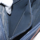 Burberrys Clutch Bag PVC Leather Navy Gold Auth ar13433-12