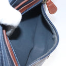 Burberrys Clutch Bag PVC Leather Navy Gold Auth ar13433-20