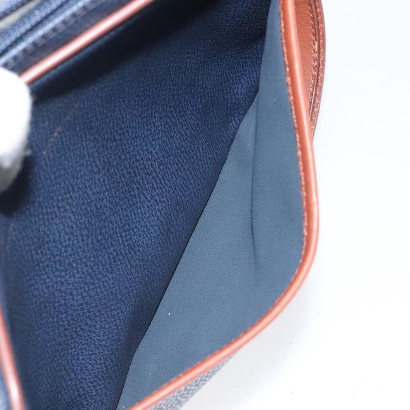 Burberrys Clutch Bag PVC Leather Navy Gold Auth ar13433