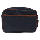 Burberrys Clutch Bag PVC Leather Navy Gold Auth ar13433-2