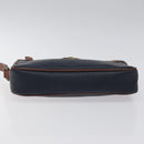 Burberrys Clutch Bag PVC Leather Navy Gold Auth ar13433-6