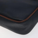 Burberrys Clutch Bag PVC Leather Navy Gold Auth ar13433-7