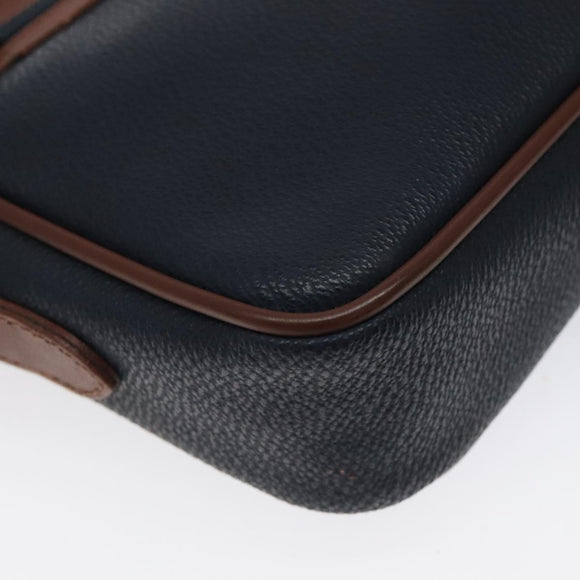Burberrys Clutch Bag PVC Leather Navy Gold Auth ar13433