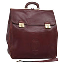 CARTIER Must Line Hand Bag Leather 2way Wine Red Gold Auth ar13434-1
