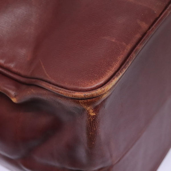 CARTIER Must Line Hand Bag Leather 2way Wine Red Gold Auth ar13434