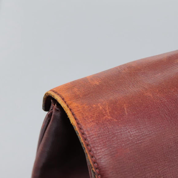 CARTIER Must Line Hand Bag Leather 2way Wine Red Gold Auth ar13434