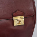 CARTIER Must Line Hand Bag Leather 2way Wine Red Gold Auth ar13434-16