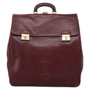 CARTIER Must Line Hand Bag Leather 2way Wine Red Gold Auth ar13434-2